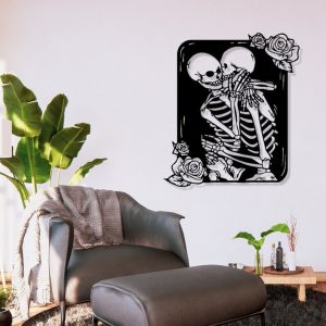 DINOZOZO Gothic Dead Couple Skeleton Anniversary Valentines Day Gift for Her Him Custom Metal Signs