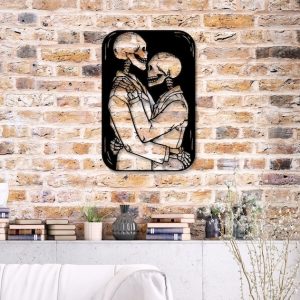DINOZOZO Gothic Lovers Skeleton Couple Anniversary Valentines Day Gift for Her Him Custom Metal Signs 2
