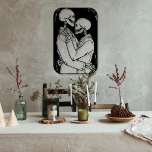 DINOZOZO Gothic Lovers Skeleton Couple Anniversary Valentines Day Gift for Her Him Custom Metal Signs 3