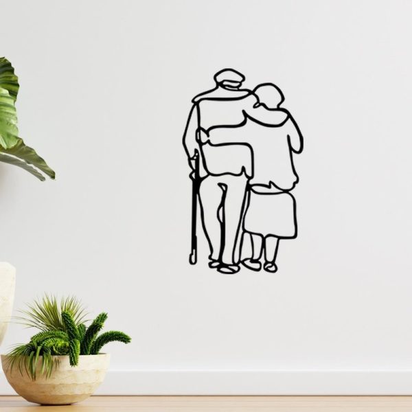 DINOZOZO Grandpa and Grandma Minimalist Line Art Old Couple Anniversary Valentine’s Day Gift for Her Him Custom Metal Signs