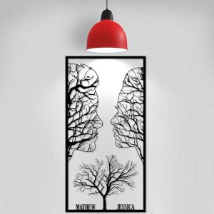 DINOZOZO Growing Love Tree Couple Portrait Minimalism Wedding Gift for Couple Anniversary Valentines Day Gift for Her Him Custom Metal Signs 2