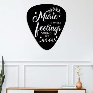 DINOZOZO Guitar Pick Music is What Feelings Sound Like Music Room Recording Studio Business Custom Metal Signs