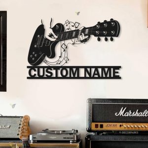 DINOZOZO Guitar Player Musician Minimalist Music Studio Custom Metal Signs