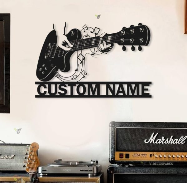 DINOZOZO Guitar Player Musician Minimalist Music Studio Custom Metal Signs