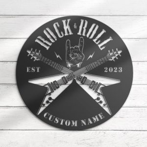 DINOZOZO Guitar Rock Hand Rock And Roll Music Room Custom Metal Signs