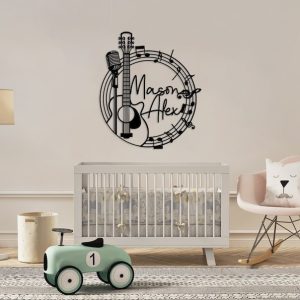 DINOZOZO Guitar and Microphone Singer Rockstar Baby Music Room Recording Studio Business Custom Metal Signs