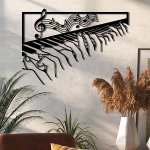 DINOZOZO Hands Playing Piano Music Room Recording Studio Business Custom Metal Signs