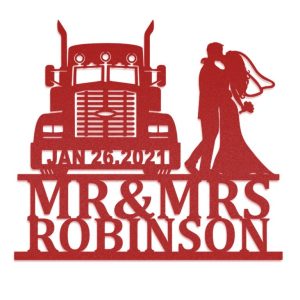 DINOZOZO Happy Trucker Couple Wedding Valentines Day Engagement Anniversary Gift Custom Metal Signs2