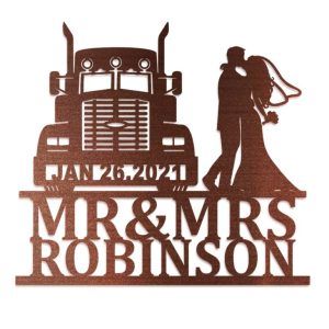 DINOZOZO Happy Trucker Couple Wedding Valentines Day Engagement Anniversary Gift Custom Metal Signs3