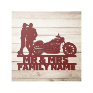 DINOZOZO Harley Davidson Biker Couple Motorcycle Valentines Day Engagement Wedding Anniversary Gift Custom Metal Signs3