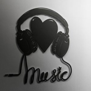 DINOZOZO Headphone Heart Music Room Recording Studio Business Custom Metal Signs