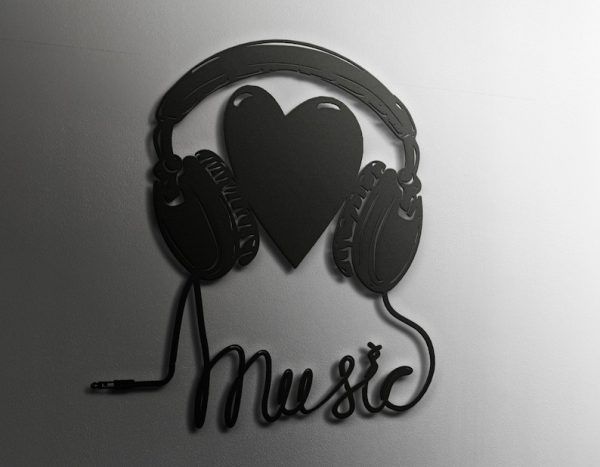 DINOZOZO Headphone Heart Music Room Recording Studio Business Custom Metal Signs