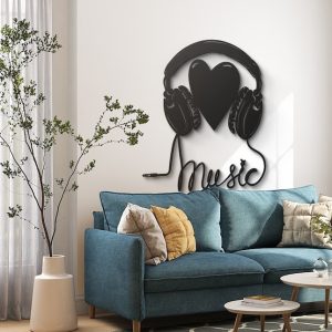 DINOZOZO Headphone Heart Music Room Recording Studio Business Custom Metal Signs3