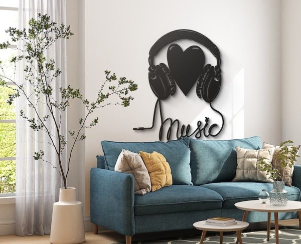 DINOZOZO Headphone Heart Music Room Recording Studio Business Custom Metal Signs