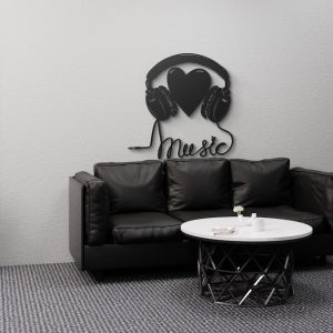 DINOZOZO Headphone Heart Music Room Recording Studio Business Custom Metal Signs