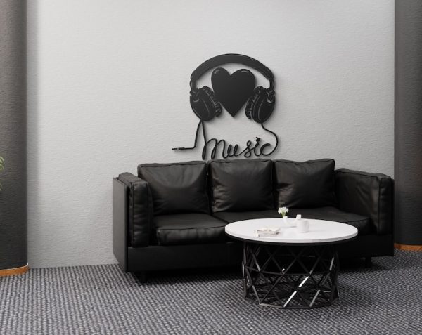 DINOZOZO Headphone Heart Music Room Recording Studio Business Custom Metal Signs