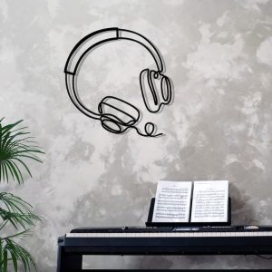 DINOZOZO Headphone Line Art Music Room Recording Studio Business Custom Metal Signs