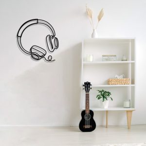 DINOZOZO Headphone Line Art Music Room Recording Studio Business Custom Metal Signs