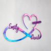 DINOZOZO Heart and Infinity Sign Pink and Blue Couple Anniversary Valentines Day Gift for Her Him Custom Metal Signs