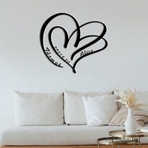 DINOZOZO Heart in Heart Wedding Date Valentines Day Wedding Anniversary Gift Custom Metal Signs