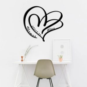 DINOZOZO Heart in Heart Wedding Date Valentines Day Wedding Anniversary Gift Custom Metal Signs3