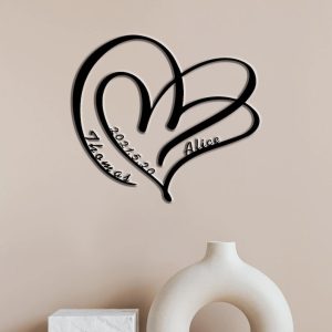 DINOZOZO Heart in Heart Wedding Date Valentines Day Wedding Anniversary Gift Custom Metal Signs4