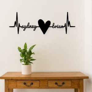 DINOZOZO Heartbeat with Names Wedding Gift for Couple Anniversary Valentines Day Gift for Her Him Custom Metal Signs4
