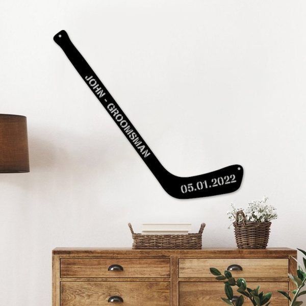 DINOZOZO Hockey Stick Groomsman Gift Valentine’s Day Engagement Wedding Anniversary Gift Custom Metal Signs