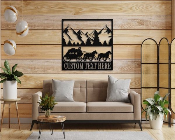 DINOZOZO Horse-Drawn Vehicle Mountain Cowboy Cowgirl Wedding Valentine’s Day Anniversary Gift Custom Metal Signs