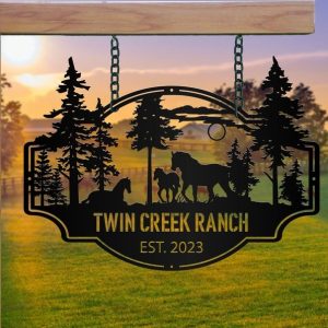 DINOZOZO Horse Ranch Cabin Custom Metal Signs Gift for Horse Lover2