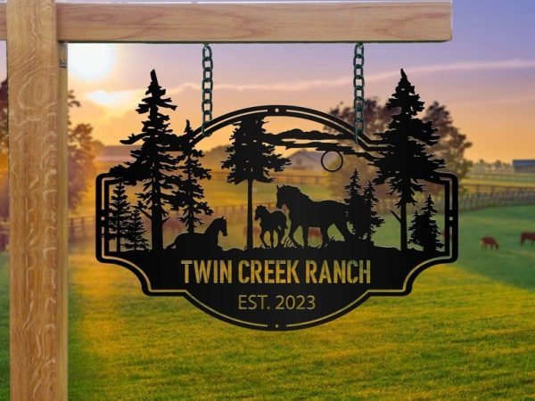 DINOZOZO Horse Ranch Cabin Custom Metal Signs Gift for Horse Lover