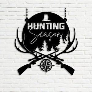 DINOZOZO Hunting Season Gun Deer Antler Custom Metal Signs Gift for Hunter2