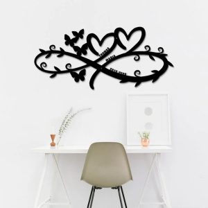 DINOZOZO Infinity Heart Butterfly and Flower Valentines Day Wedding Anniversary Gift Custom Metal Signs4