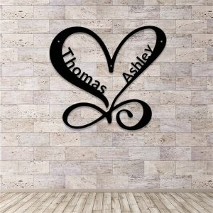 DINOZOZO Infinity Heart Wall Art Valentines Day Engagement Wedding Anniversary Gift Custom Metal Signs