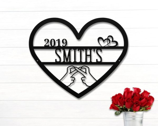 DINOZOZO Infinity Heart with Couples Names Valentine’s Day Engagement Wedding Anniversary Gift Custom Metal Signs