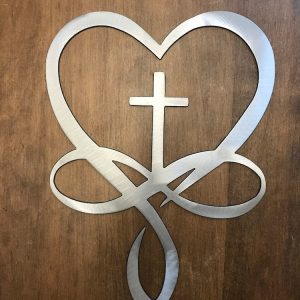 DINOZOZO Infinity Heart with Cross Christian Couple Valentine’s Day Engagement Wedding Anniversary Gift Custom Metal Signs