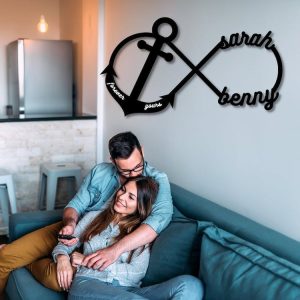 DINOZOZO Infinity with Anchor Name Sign Forever Yours Valentines Day Engagement Wedding Anniversary Gift Custom Metal Signs2