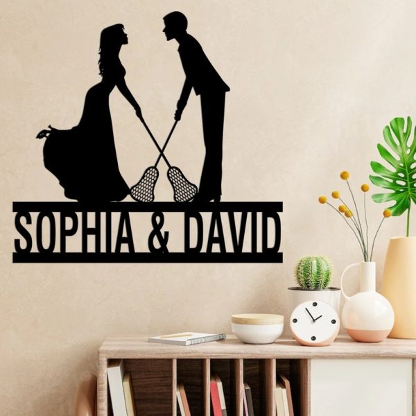 DINOZOZO Lacrosse Couple Bride and Broom Valentine’s Day Engagement Wedding Anniversary Gift Custom Metal Signs