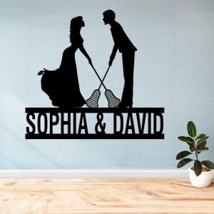 DINOZOZO Lacrosse Couple Bride and Broom Valentine’s Day Engagement Wedding Anniversary Gift Custom Metal Signs