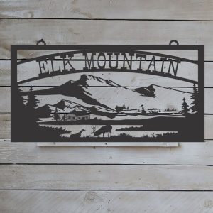 DINOZOZO Large Entrance Gate Farm Sign Mountains Log Cabin Elk Ranch Custom Metal Signs Gift for Farmer2