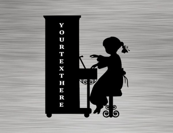 DINOZOZO Little Girl Playing Piano Monogram Music Room Recording Studio Business Custom Metal Signs