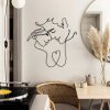 DINOZOZO Love Line Wall Art Minimalist 2 Faces Couple Anniversary Valentines Day Gift for Her Him Custom Metal Signs