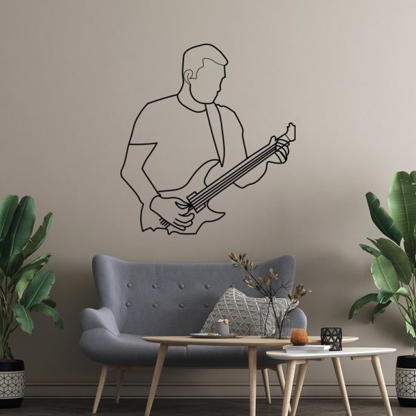 DINOZOZO Man Playing Guitar Line Art Music Room Recording Studio Business Custom Metal Signs