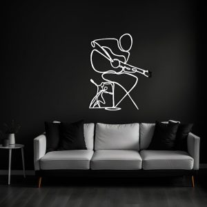 DINOZOZO Man Playing Guitar Line Wall Art Custom Metal Signs4