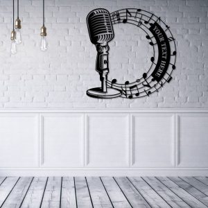 DINOZOZO Microphone Singer Musical Notes Musician Entertainer Gifts Music Room Decor Custom Metal Signs 2