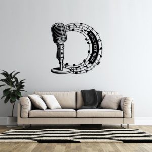 DINOZOZO Microphone Singer Musical Notes Musician Entertainer Gifts Music Room Decor Custom Metal Signs 4