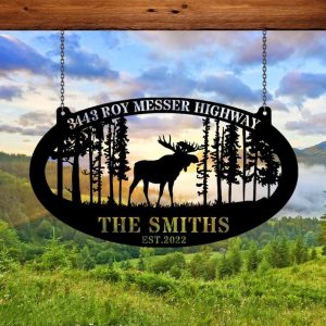 DINOZOZO Moose Hunting Welded Moose Hunting Hunter Dad Gift Custom Metal Signs 2