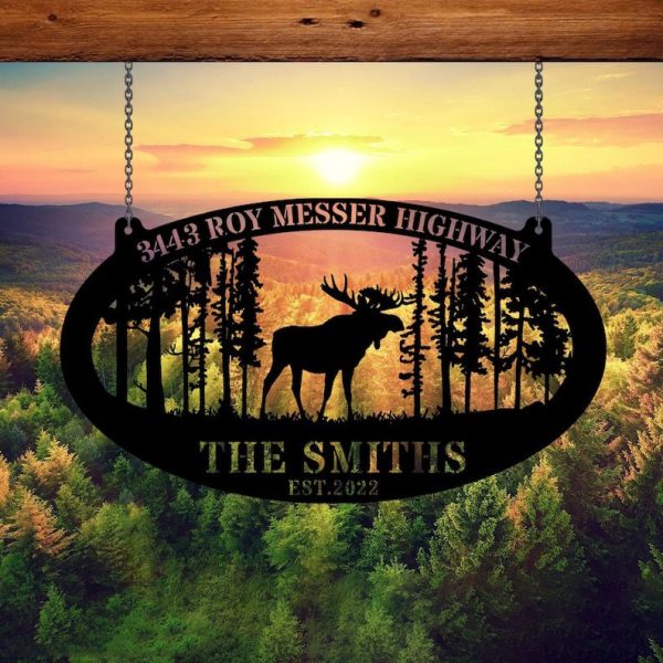 DINOZOZO Moose Hunting Welded Moose Hunting Hunter Dad Gift Custom Metal Signs