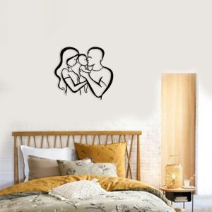 DINOZOZO Mother Father Child Figure Family Minimalist Line Art V1 Couple Anniversary Valentines Day Gift for Her Him Custom Metal Signs 2