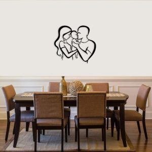 DINOZOZO Mother Father Child Figure Family Minimalist Line Art V1 Couple Anniversary Valentines Day Gift for Her Him Custom Metal Signs 3